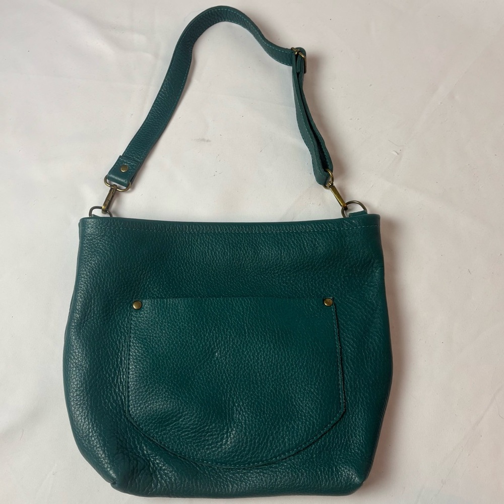 Teal Leather Tote Bag